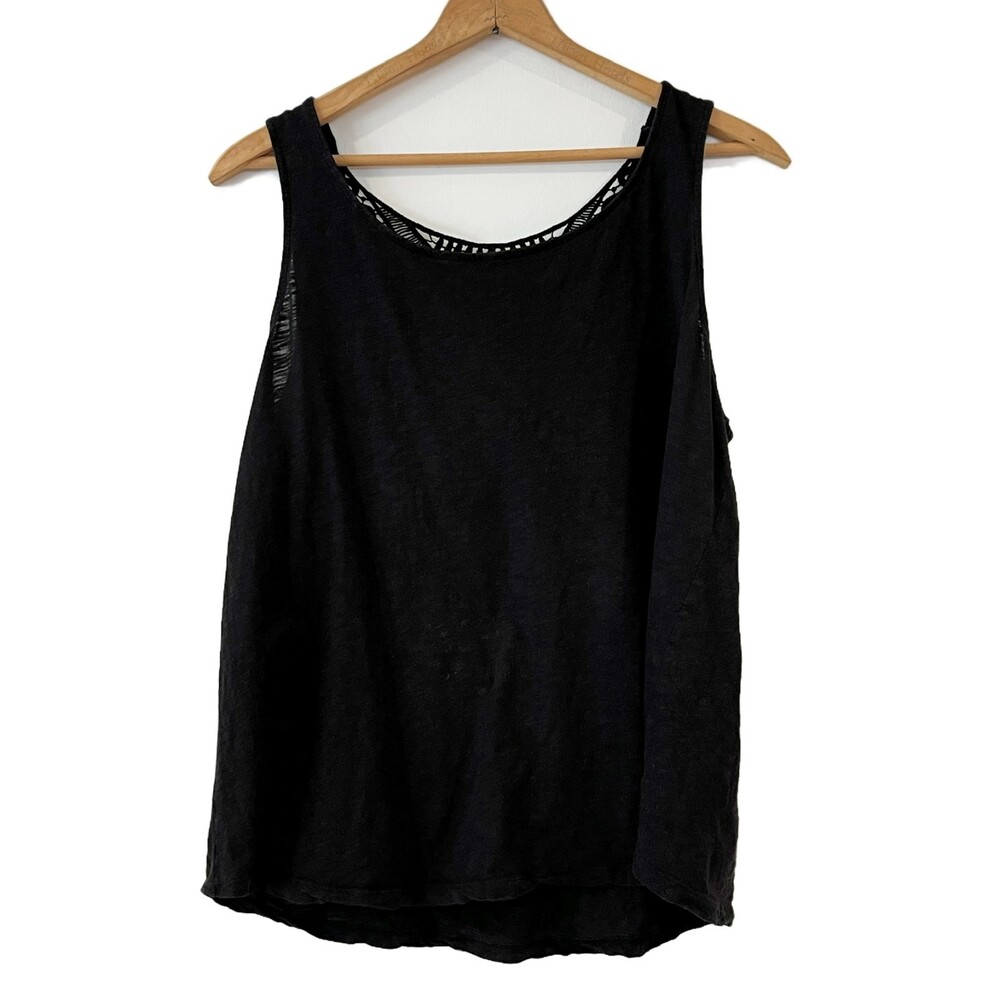 Torrid Black Tank Top Back Crochet Cotton L/12/0 Boho Summer Modal - Picture 3 of 8